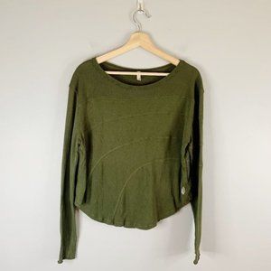 Free People Womens Down From The Clouds Navy Boho Puff Sleeve